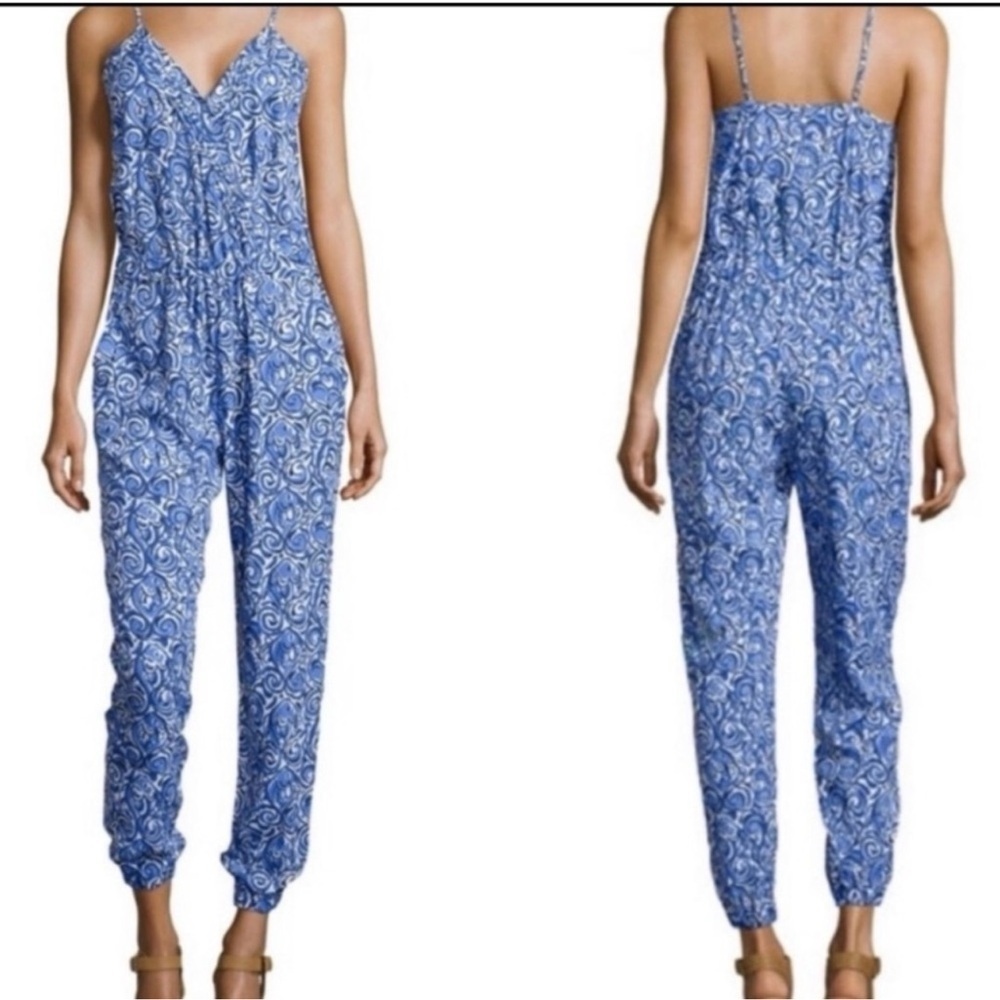 Lilly Pulitzer Blue Swirl Print Jumpsuit